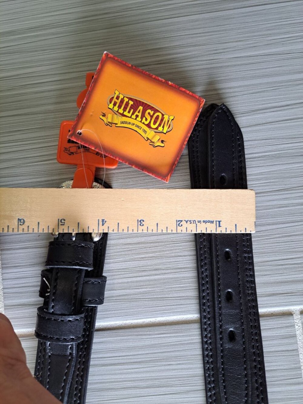 New Size 52 Hilason Western Leather Belt Handcrafted Black Multicolor Diamond Me - Picture 9 of 10